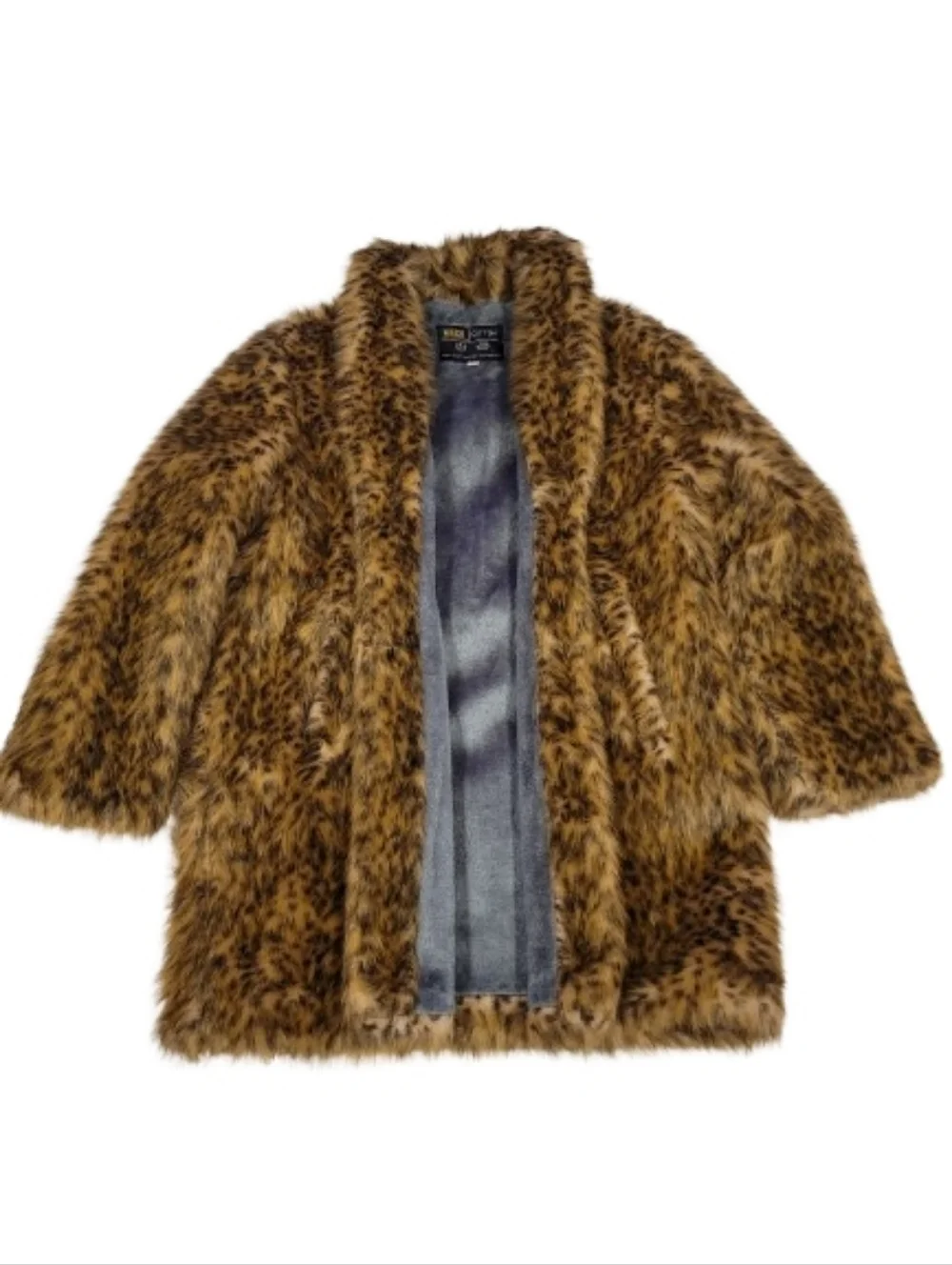 BHS Women's Faux Fur Teddy Coat - Brown Leopard Print Large